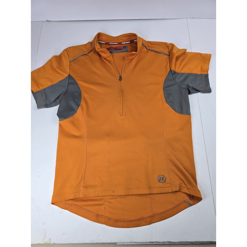 Novara Shirt Mens Medium Orange Grey Half Zip Short Sleeve Cycling‎ Activewear